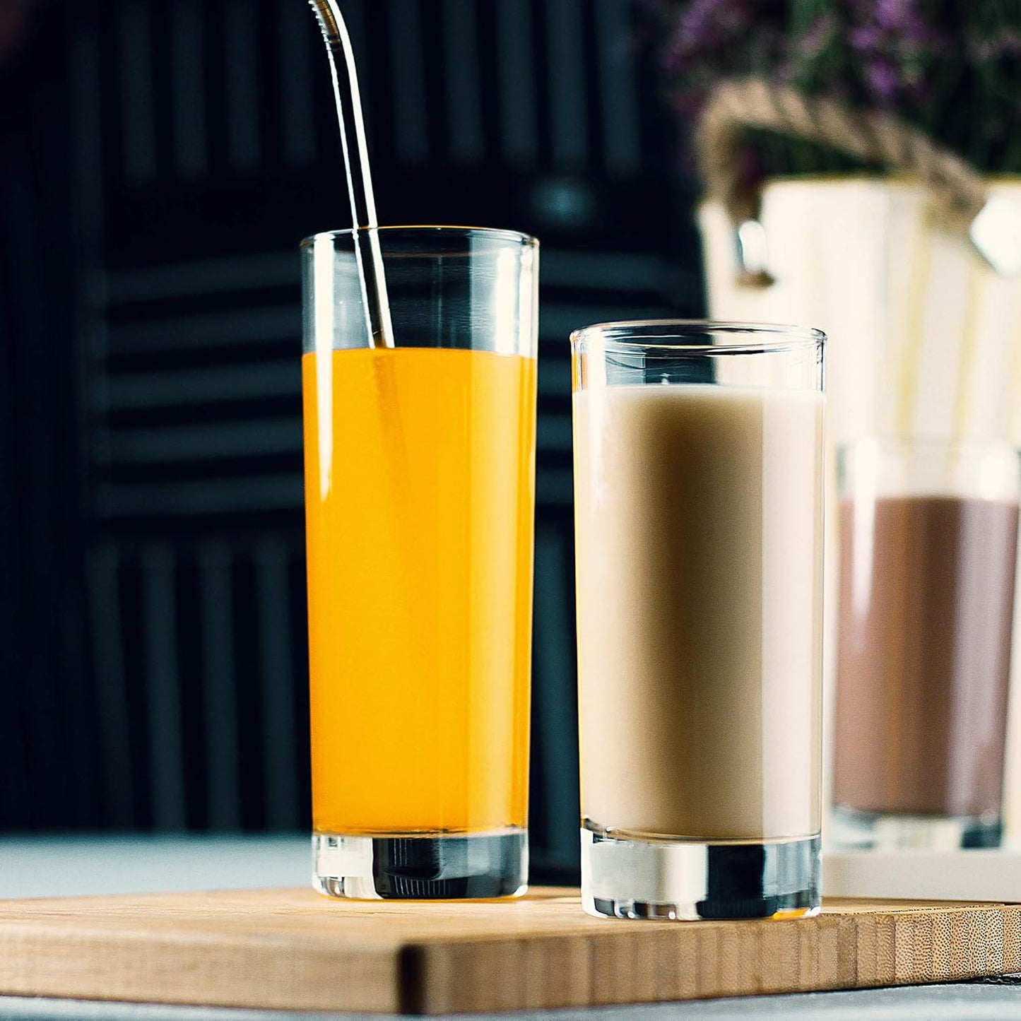 LUXU Premium Highball Drinking Glasses (Set of 6)-7 oz Tom Collins Glasses,Clear Tall Glass Cups,Cute Cocktail Glasses,Lead-free Water Glasses Bar Glassware for Mojito Beverages and Mixed Drinks