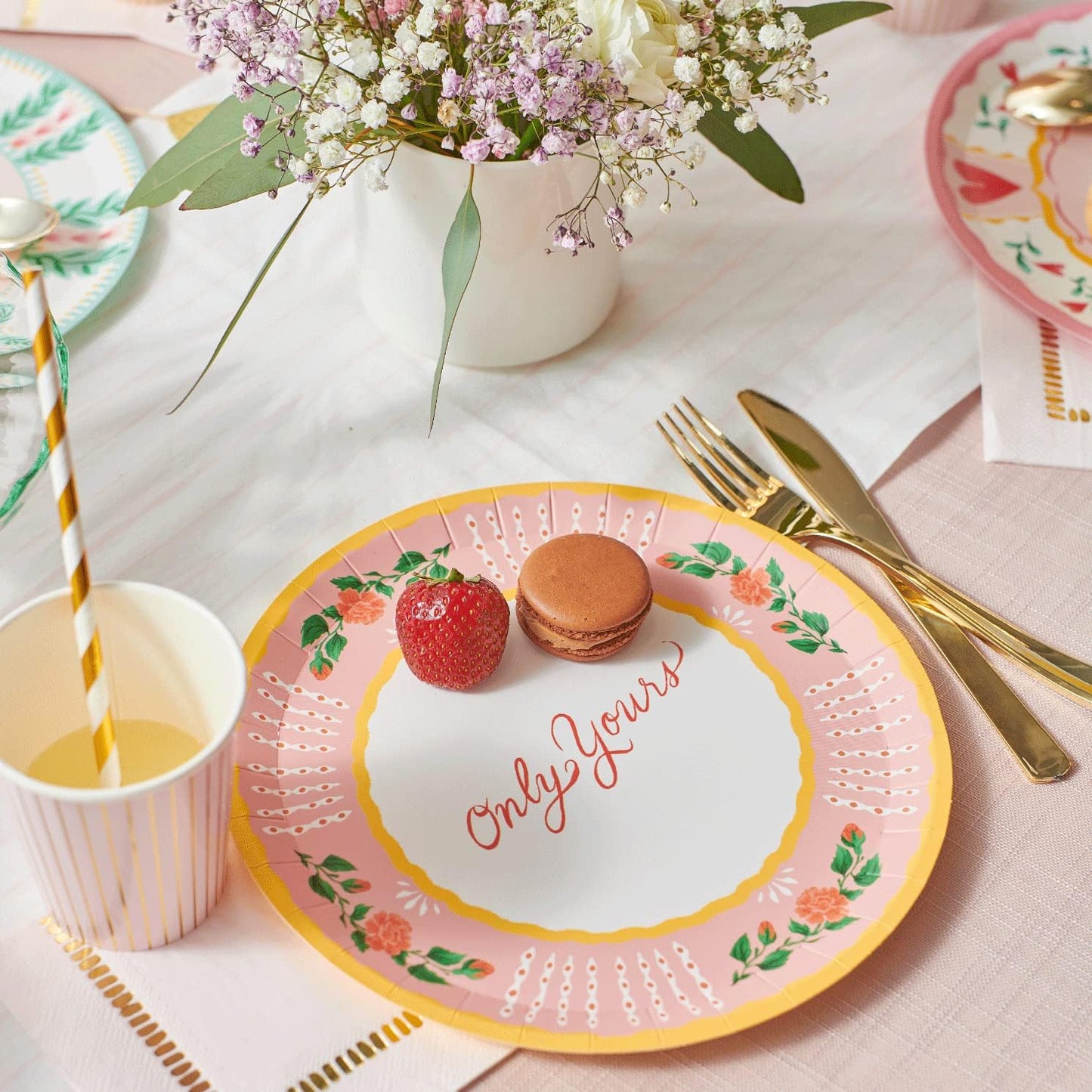 Coterie All You Need Is Love Paper Plates - Heart/Floral Designs for Valentine's Decorations | 9.25' Fancy Plates | 2 Designs per Pack