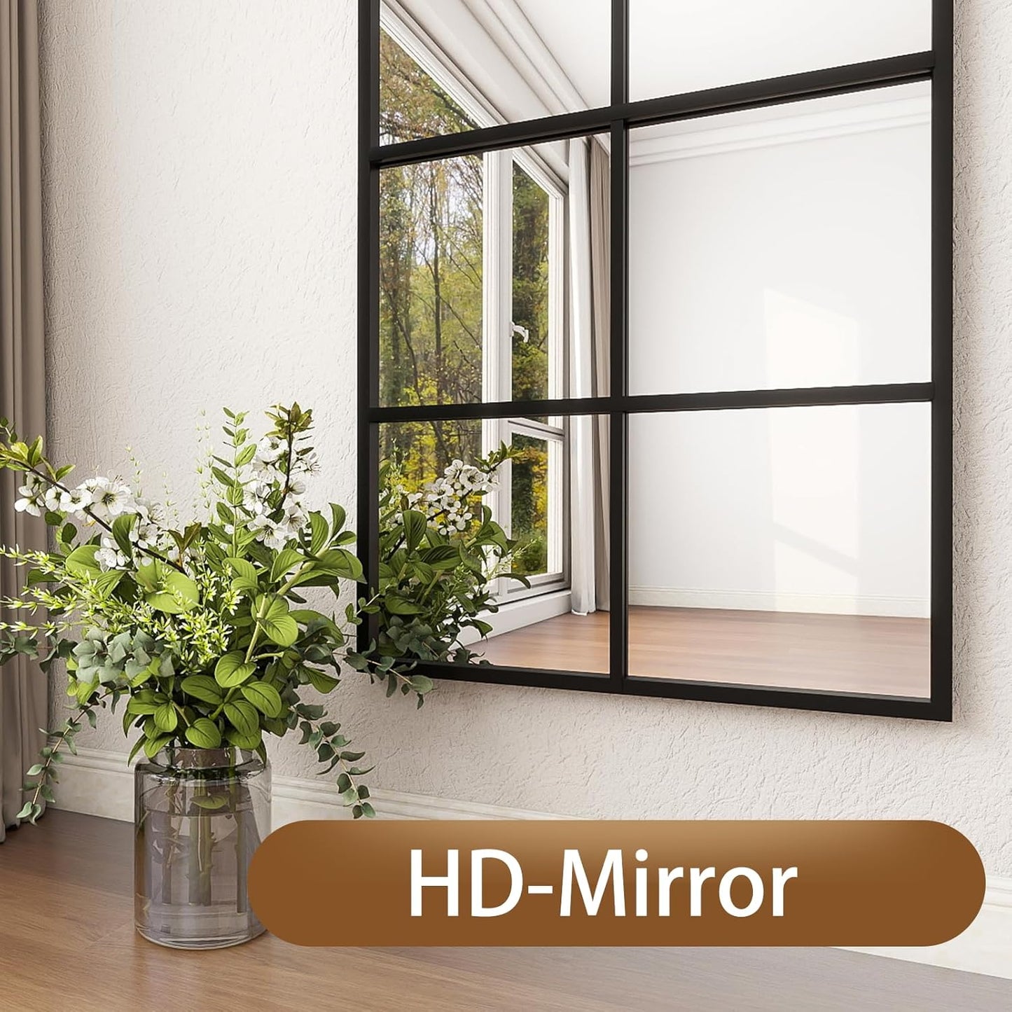 Floor Full Length Mirror, 71"x32" Large Arched Window Pane Mirror, Oversize Wall Full Body Mirrors, Black Farmhouse Standing Mirrors Hanging or Leaning for Living Room, Entryway, No Stand