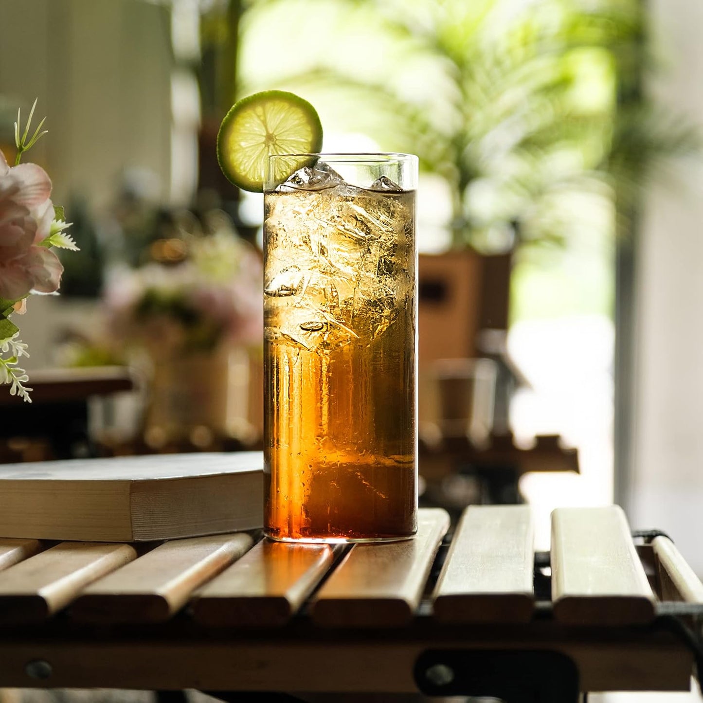 LUXU Drinking Glasses 15.5 oz, Thin Highball Glasses Set of 4,Elegant Bar Glassware For Water, Juice, Beer, Drinks, and Cocktails and Mixed Drinks,Lead-Free Pint Glasses,Glass Drink Tumblers