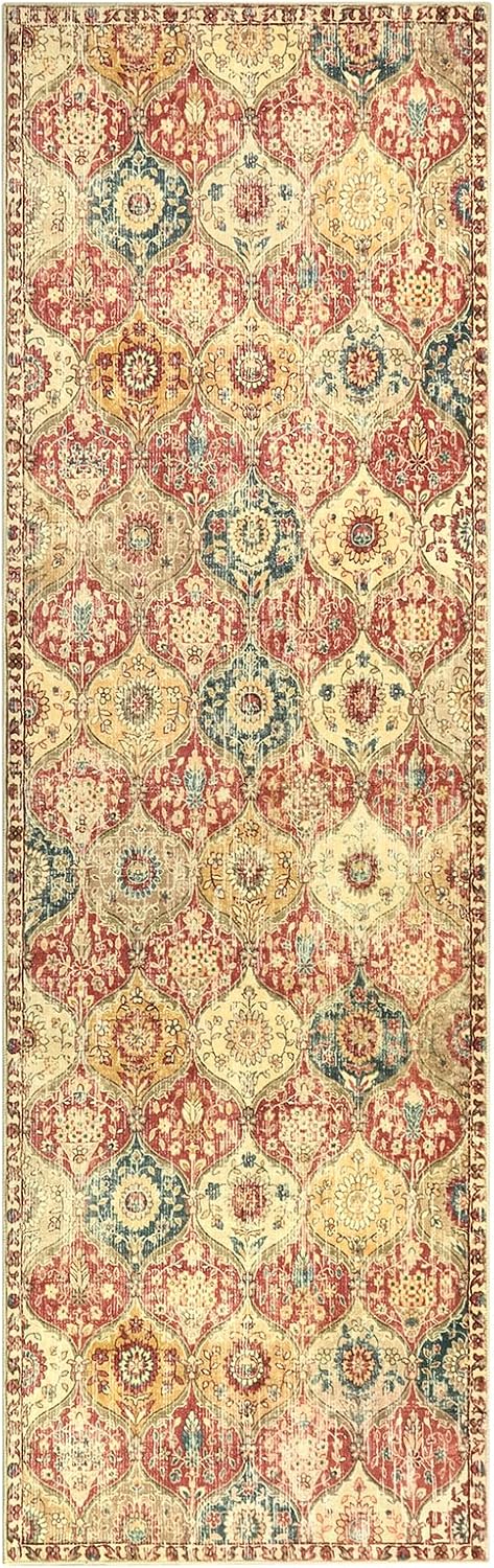 Lahome Moroccan Hallway Rug, 2'5''x8' Kitchen Runner Rugs Non Skid Washable Runners for Hallways, Ultra-Thin Oriental Carpet for Entryway Laundry Room Bedroom Bathroom, Red/Orange
