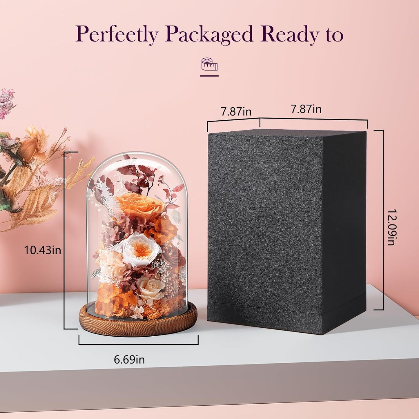 Eternal Rose Sunset Orange Flower Preserved Long Lasting Stable Color Natural Material Symbol of Everlasting Love for Wife Mothers Select Anniversary Rose Gift