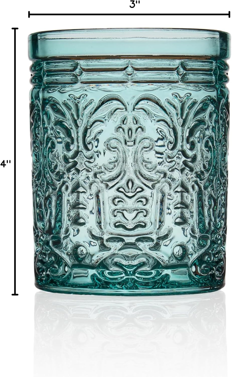 Godinger Old Fashioned Whiskey Glasses, Drinking Glasses, Vintage Decor, Glass Cups, Water Glasses, Cocktail Glasses - Jax Collection, 12oz, Seafoam, Set of 4