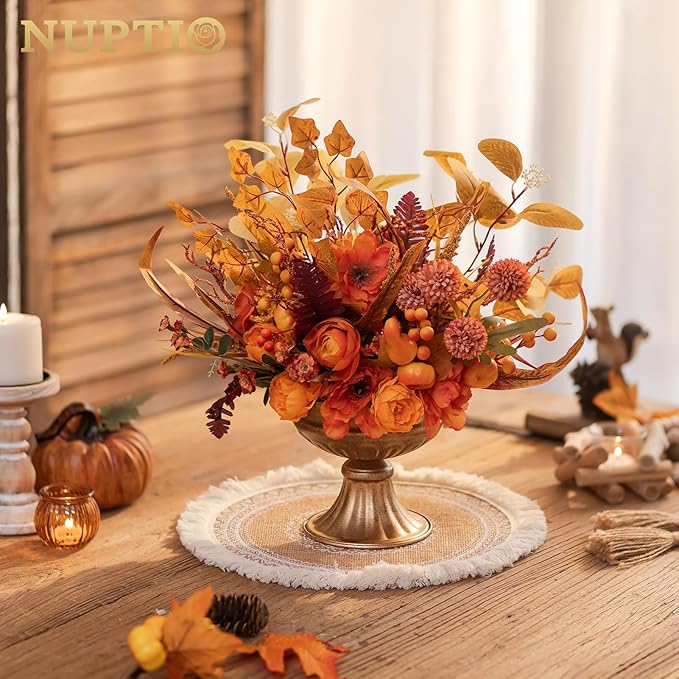 NUPTIO Distressed Gold Vases for Centerpieces: 10 Pcs Small Compote Vases for Flowers - Metal Pedestal Bowl Decor for Wedding Table Home