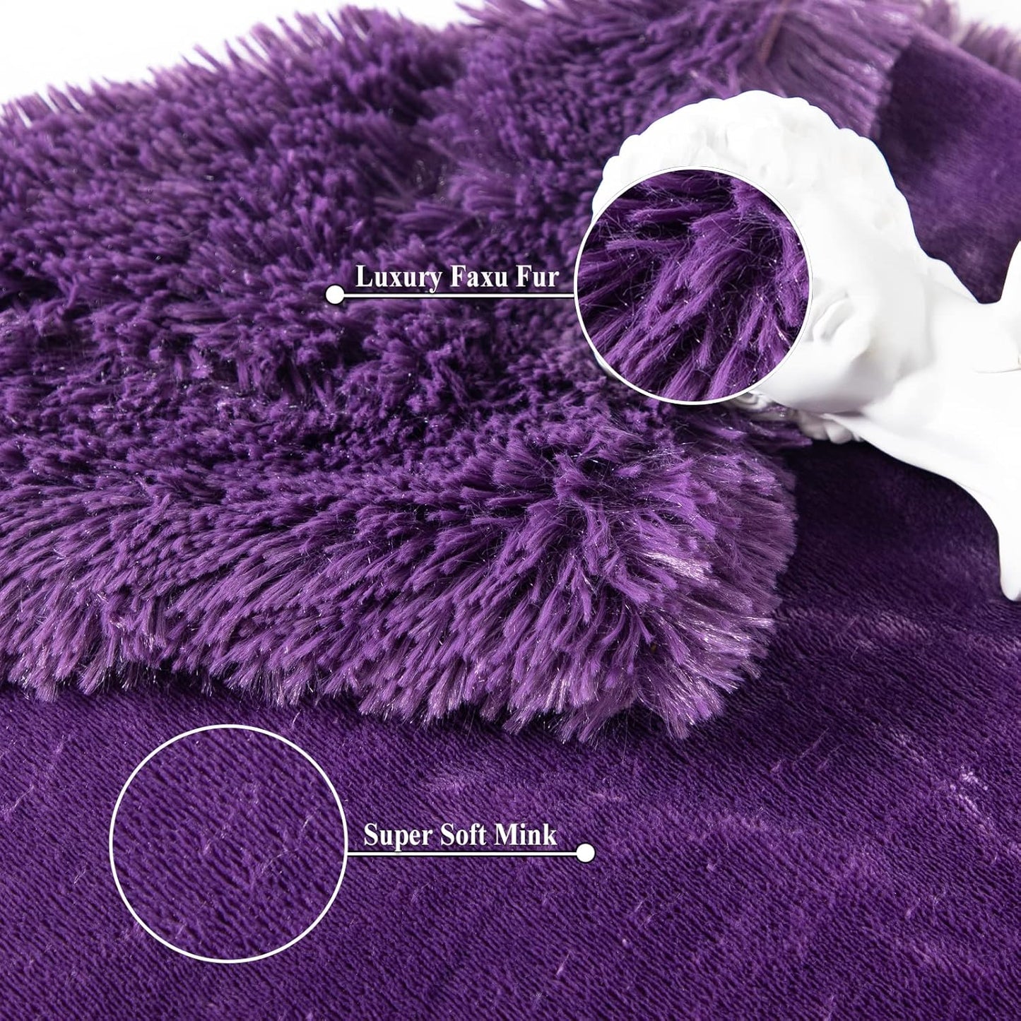 GONAAP Fuzzy Faux Fur Throw Blanket Purple Super Soft Cozy Plush Fuzzy Shaggy Blanket for Couch Sofa Bed (Purple, Throw(40"x50"))