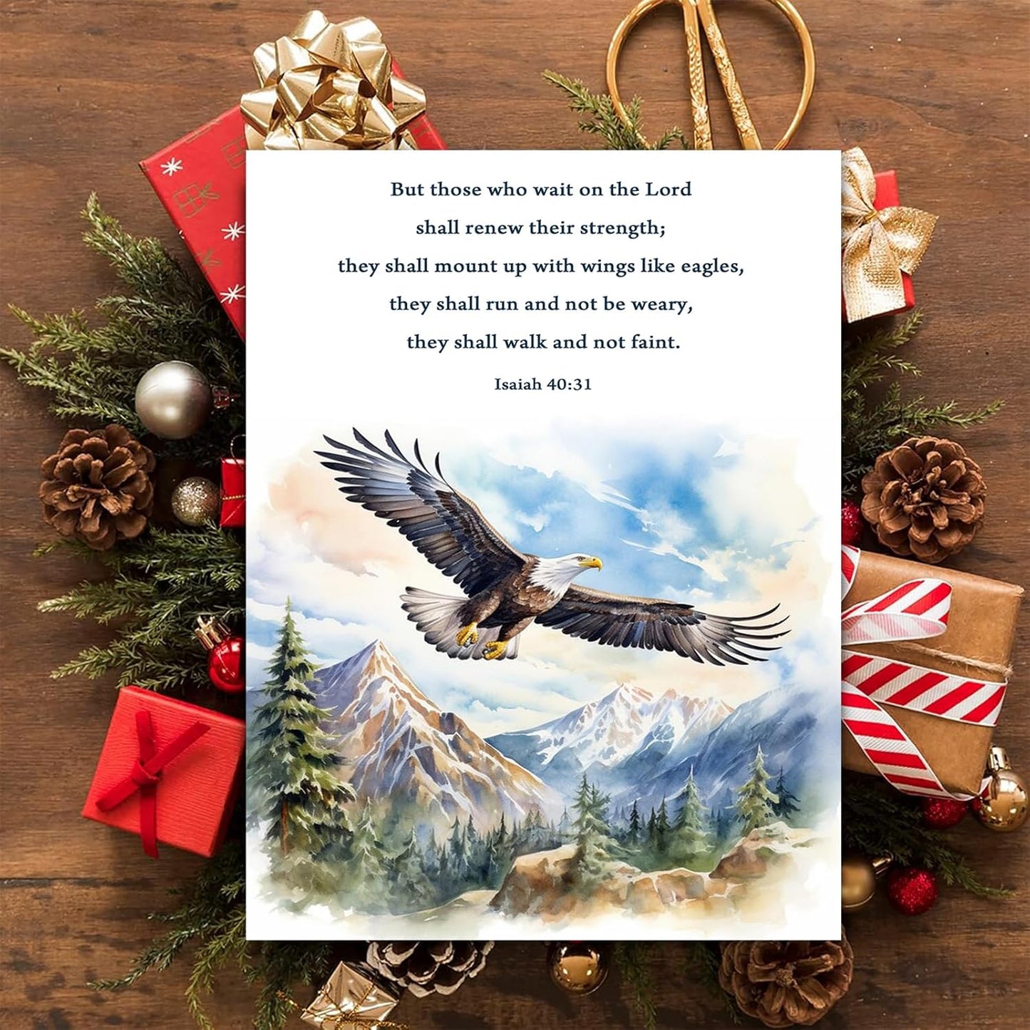 Isaiah 40 31 Christian Canvas Wall Art But Those Who Wait On The Lord Bible Verse Poster Prints Scripture Decor Ready to Hang Home Office,Living Room,or Personal Space Framed 8 * 12 Inch