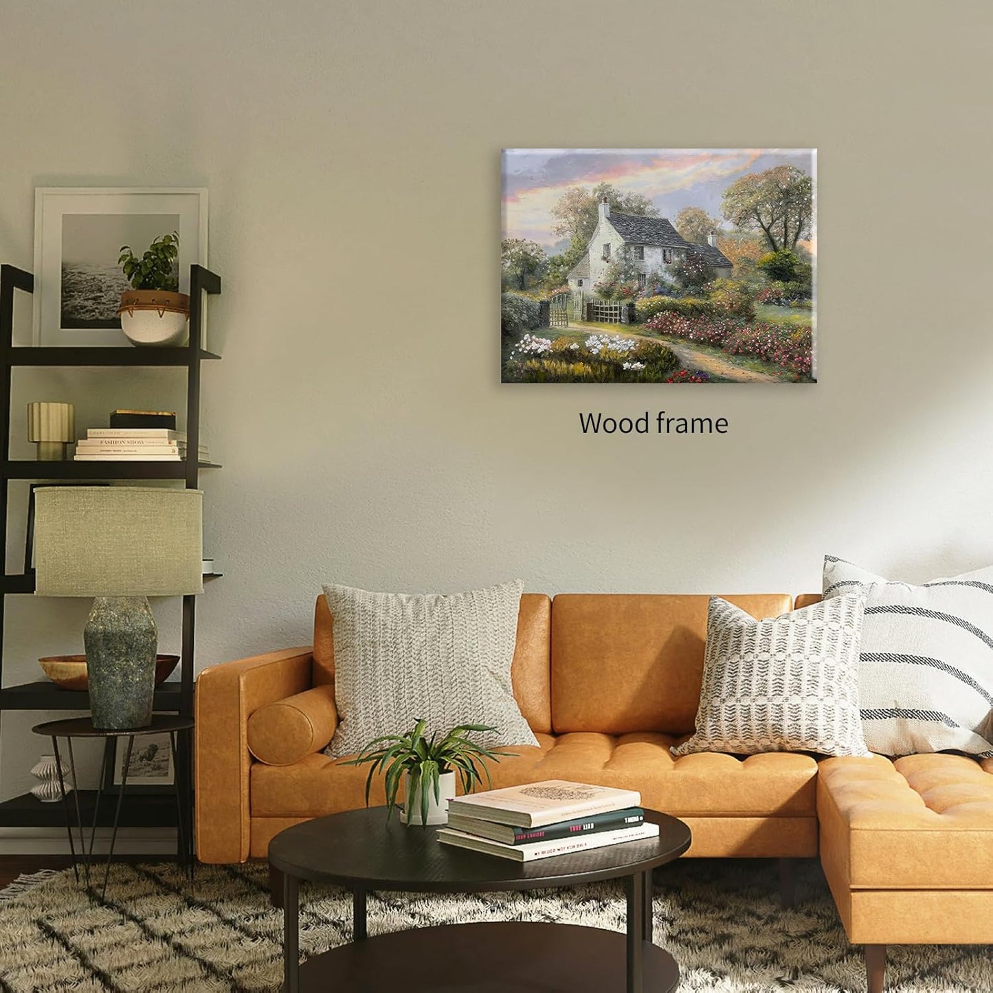 French Country Oil Painting Wall Art Farmhouse Cottage Garden Posters 24x36 inch Framed Classical Vintage Nature Landscape Prints for Living Room Bedroom Wall Decor