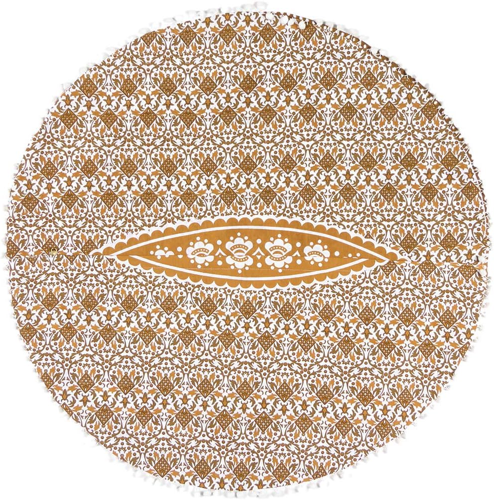 Eyes of India - 32" Brown White Floor Meditation Pillow Cushion Seating Throw Cover Hippie Mandala Round Colorful Decorative Bohemian Accent Indian Boho Chic Dog Bed Handmade Cover ONLY