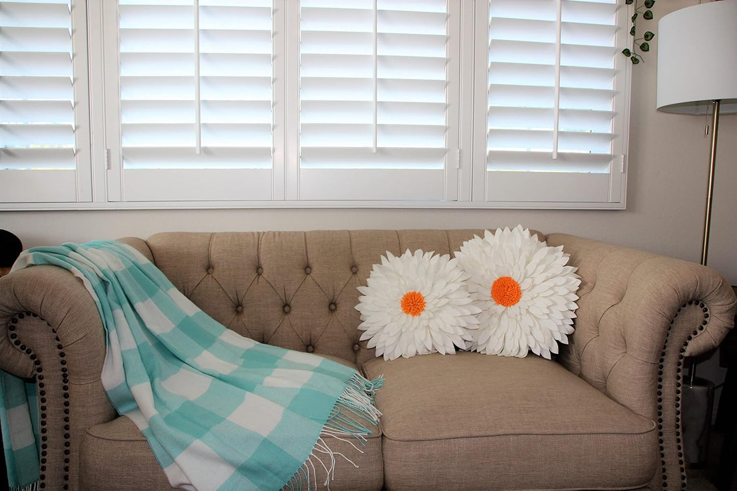 Contempo Lifestyles 3D Daisy & Sunflower Throw Pillow - Solid Light Blue Flower-Shaped Couch & Bed Pillow - Gift for Her