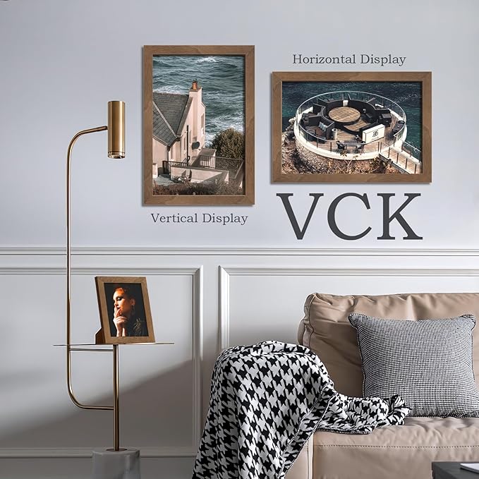 VCK 12x18 Poster Frame 3 Pack - Brown Walnut, Natural Textured Solid Wood Picture Frame, Wall Gallery Frame