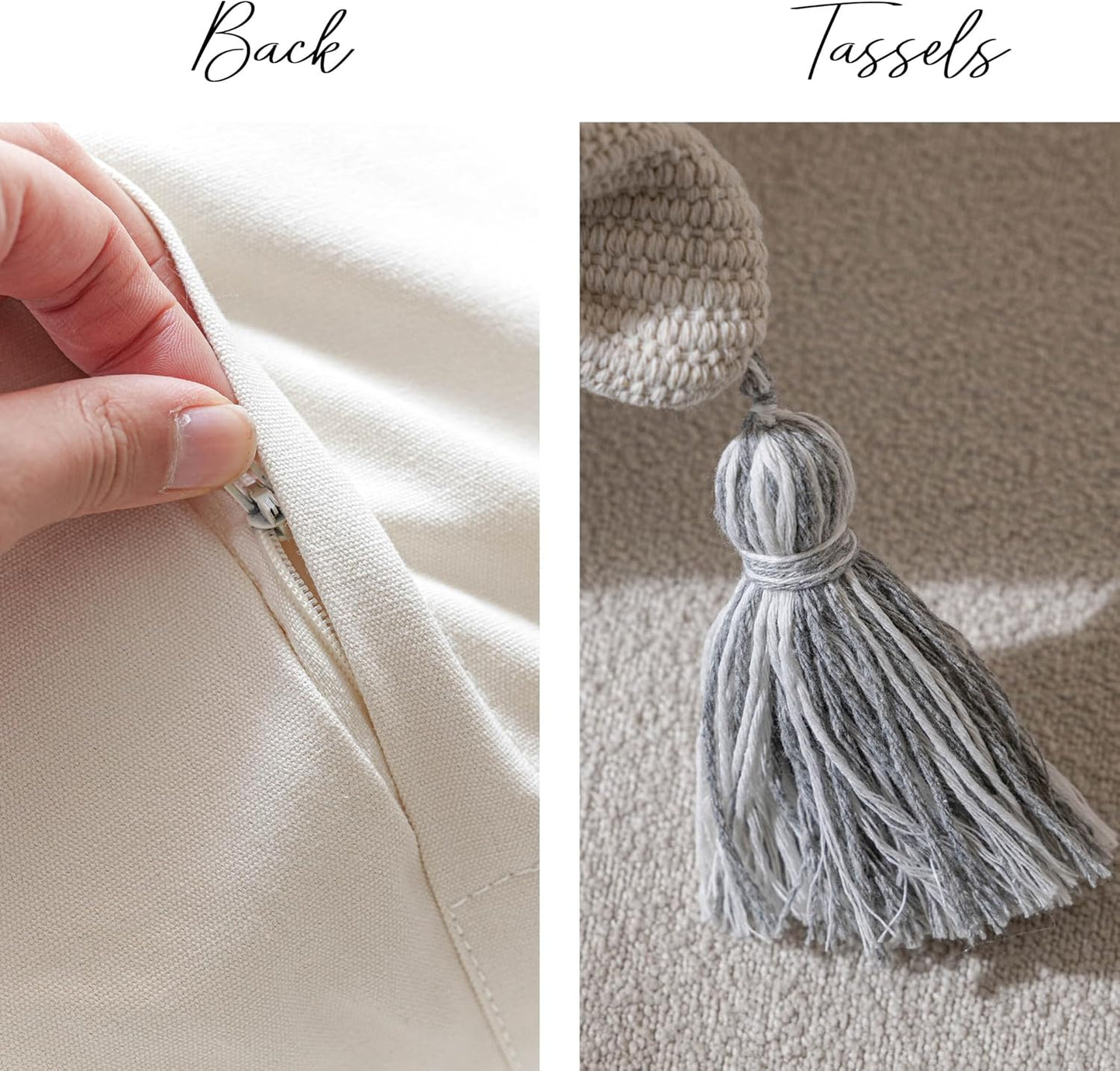 BlissBlush Decorative Lumbar Throw Pillow Cover 12x20 Gray Rectangular Boho Accent Pillowcase Neutral White Farmhouse Cushion for Couch Sofa Bedroom Living Home Décor (Cover ONLY, Pack of 1)