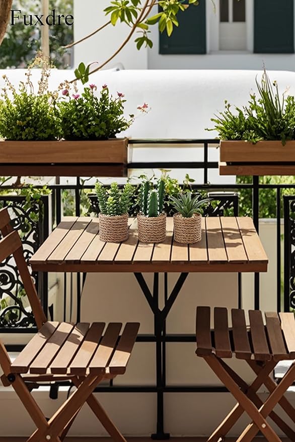 3-Pack Artificial Succulent Plants in Vintage Plastic Pots - Fake Waterproof Succulents Decor for Home, Office, Desk, Shelf - Low Maintenance Indoor Greenery for Bathroom, Living Room, Table Decor