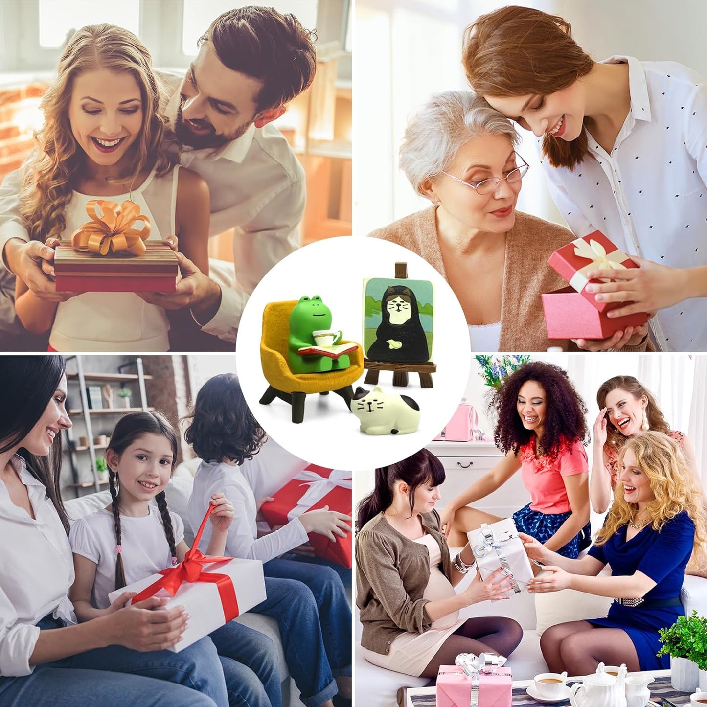 Cute Mini Frog and Cat Figurine for Office, Home Decoration Perfect Cute Frog and Cat Gift