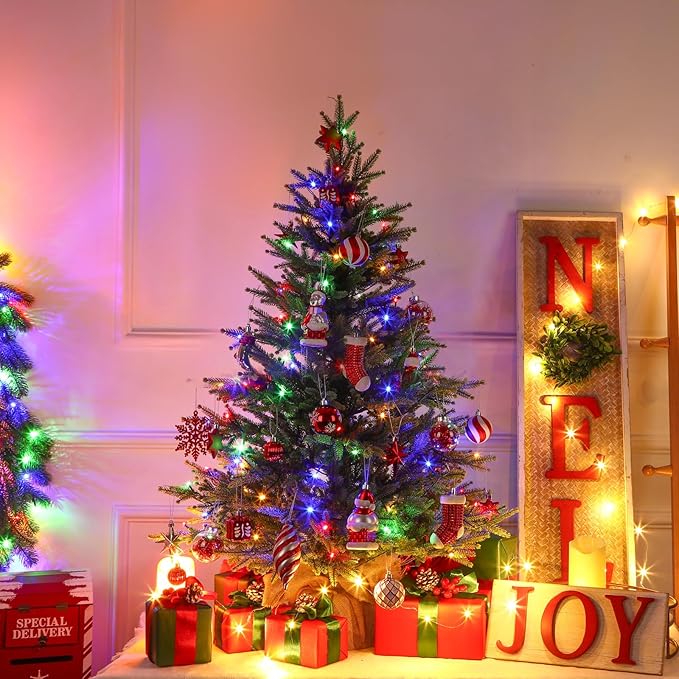 3ft Prelit Artificial Small Mini Christmas Tree with Color LED Lights, Remote Control and Timer, Perfect for Xmas Decor, Wedding Dining Table top, Home, Kitchen,3 Foot