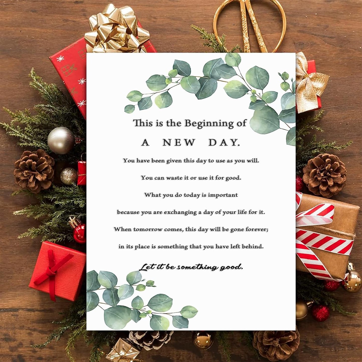 Inspirational This is the Beginning of a New Day Wall Art Positive Life Canvas Painting Motivational Poster Print for Home Bathroom Bedroom Living Room Office Decor Framed 16 * 24 Inch