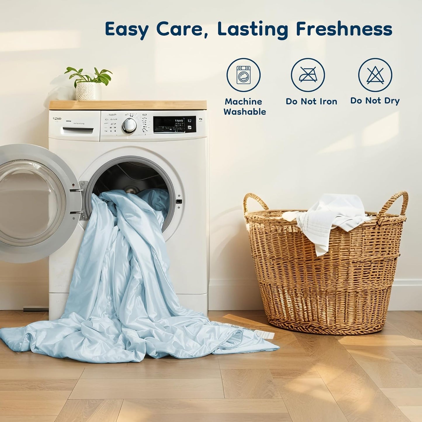 Cooling Blanket Twin Summer Comforter for Hot Sleepers, Silky-Soft & Cool Fiber, Double-Sided Cold Blanket for Night Sweats, Single Size All-Season Comfort, 60" x 80", Light Blue