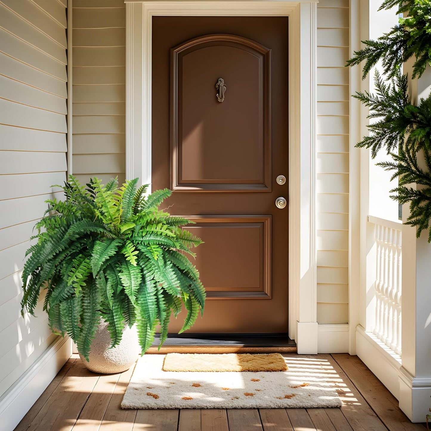 Fake Ferns 2Pack Artificial Ferns for Outdoors 25.6In Large Faux Ferns UV Resistance for Outdoor Large Planter Realistic Artificial Boston Fern Plants for Garden Balcony Terrace Decor 38Leaves