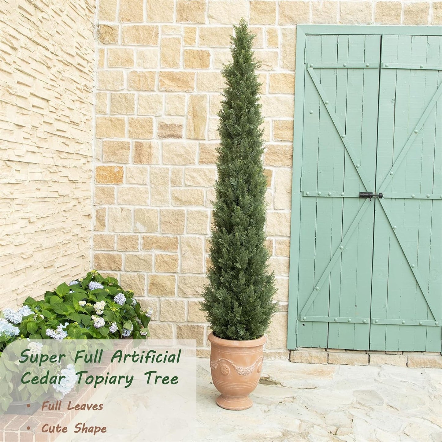 Bellacat 7ft UV Resistant Artificial Topiary Trees Outdoor, 84in Faux Cedar Tree with Full & Realistic Leaves, Fake Cypress Tree for Front Door Proch Patio Deck Balcony Yard Decor