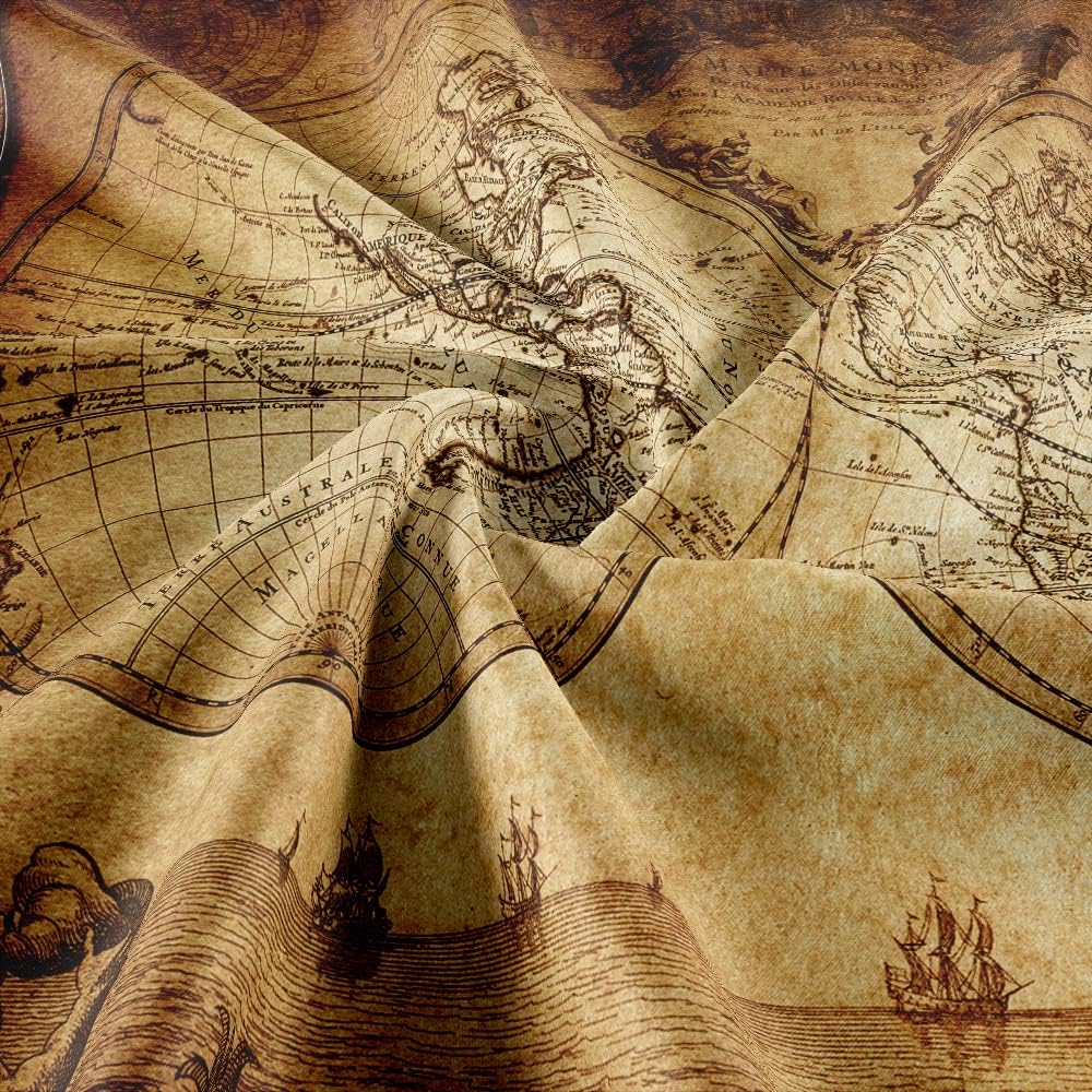 JAWO Old World Map Tapestry, Vintage Wanderlust Pirate Map Tapestry Wall Hanging For Bedroom, Historical Atlas Tapestries Poster Beach Blanket College Dorm Home Decor (71W X 60H)