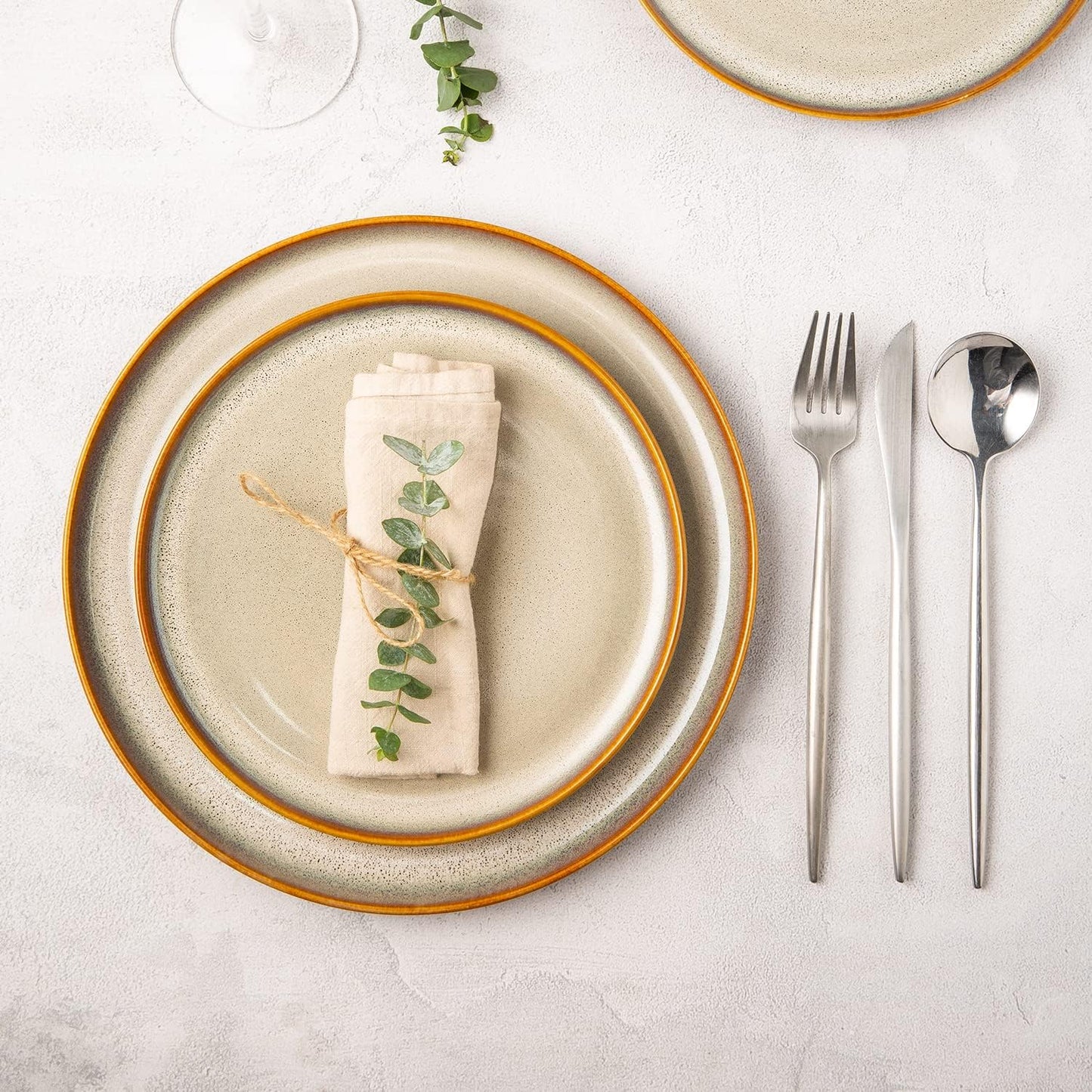 LERATIO Ceramic Plates Set of 6, 8.5 Inch Reactive Glaze Light Weight Porcelain Salad Plates,Modern Shape Dinnerware Dishes Set for Kitchen,Microwave&Dishwasher&Oven Safe, Scratch Resistant