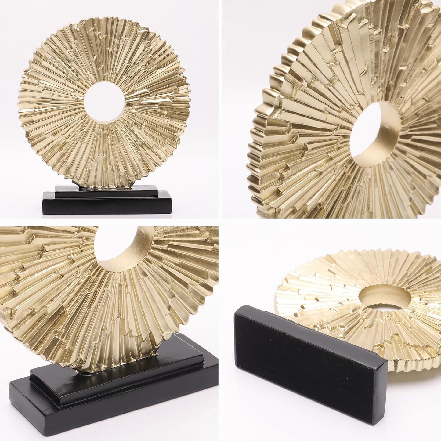 Gold Home Decor Sculpture, Unique Round line Statue, Modern Home Decor, Decorative Panel Statue Gold Decoration for Living Room TV Stand, Office, Bedroom, Dining Table Centerpiece.