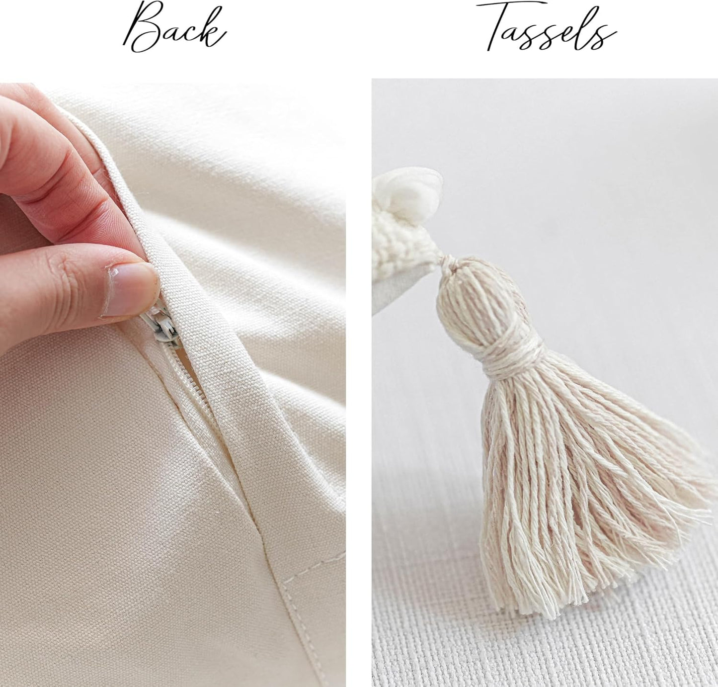 BlissBlush Decorative Lumbar Throw Pillow Cover 12x20 Rectangular Boho Accent Pillowcase Black Neutral White Farmhouse Cushion for Couch Sofa Bedroom Living Home Décor (Cover ONLY, Pack of 1)