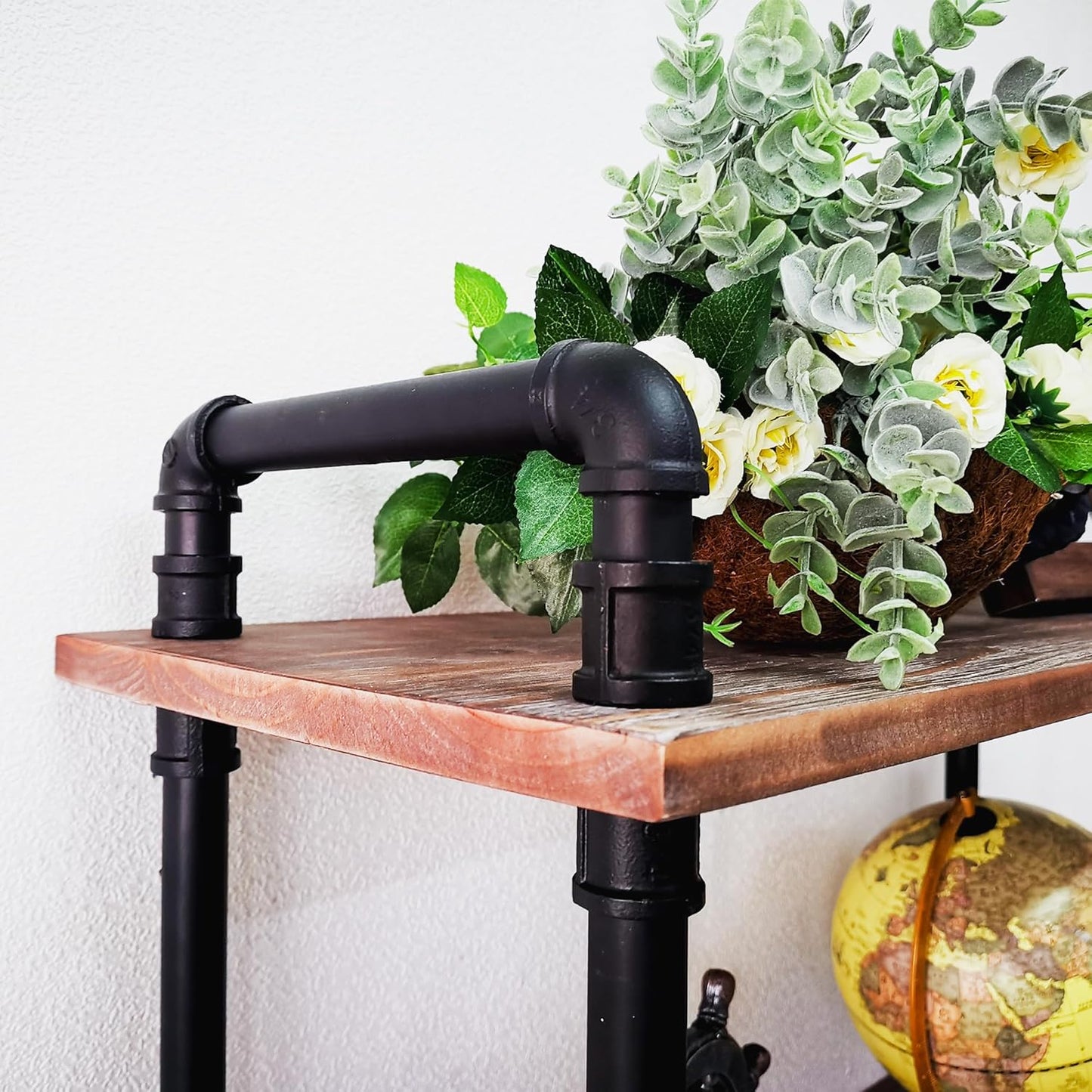 Industrial Bookshelves, Wood Pipe Bookshelf, 5 Shelf Rustic Display Storage Tall Standing Shelf Bookcase for Living Room, Kitchen, Office (Weathered Brown, 29.5" L x 11.8" W x 70" H)