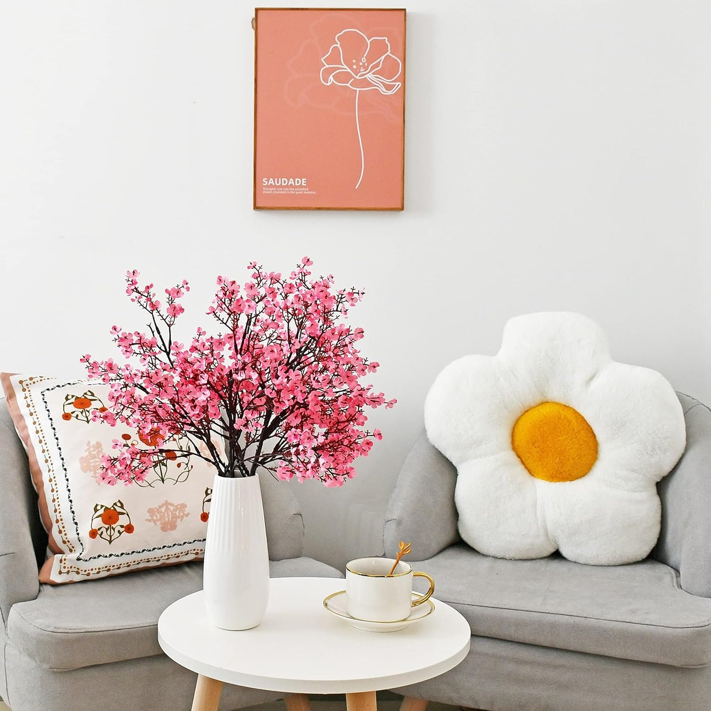 Mandy's Pink Artificial Baby’s Breath Flowers 6 Bundles Silk Gypsophila with Bendable Stems for Fall Centerpiece Wedding Decor and Table Arrangements