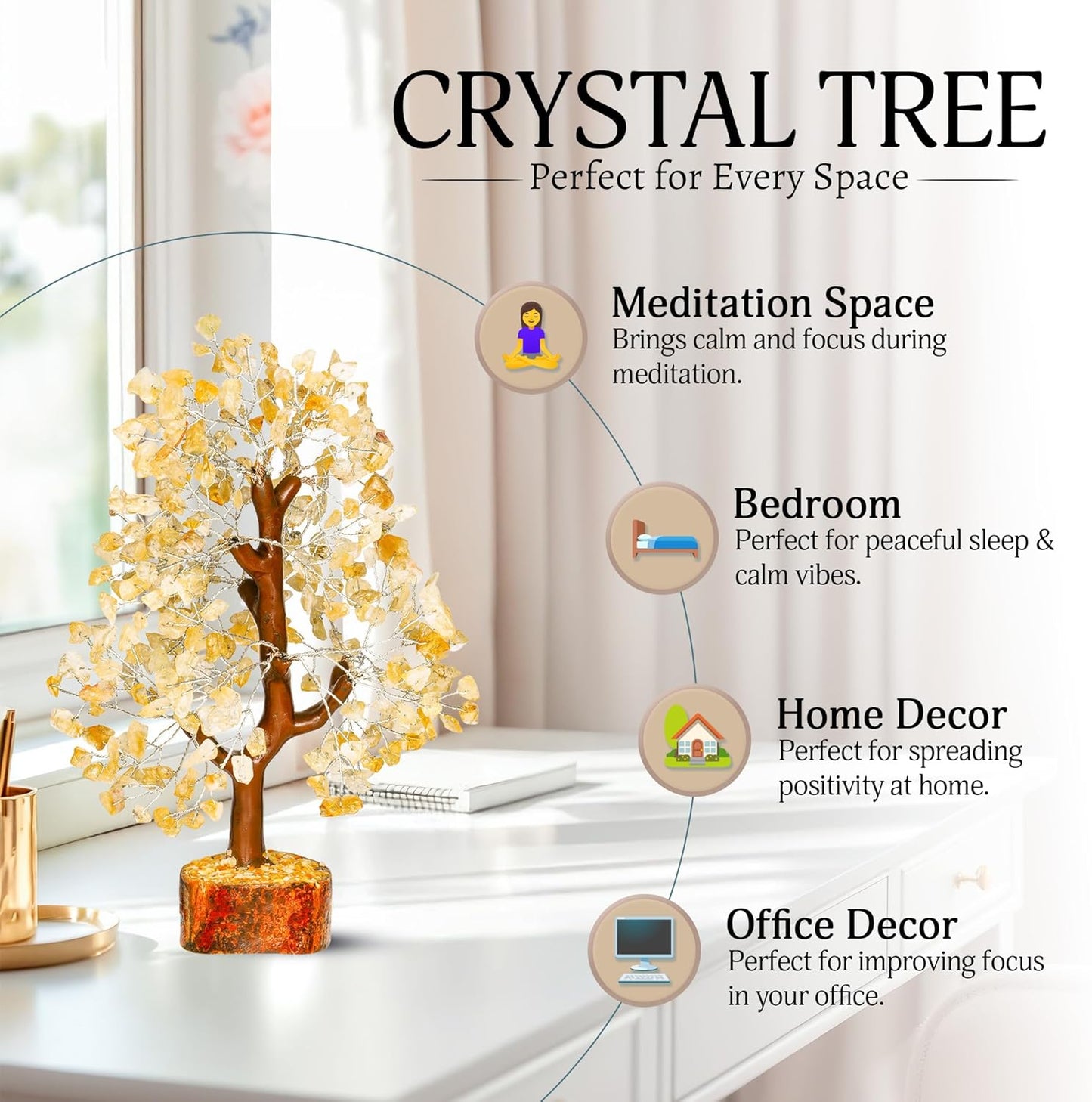Citrine Crystal Tree - Feng Shui Decor - Chakra Tree - Spiritual Items - Home Decoration - Gemstone Tree - Crystals - Crystal Decor - Home Office Decor - Citrine Crystal Stone - Good Luck Gifts