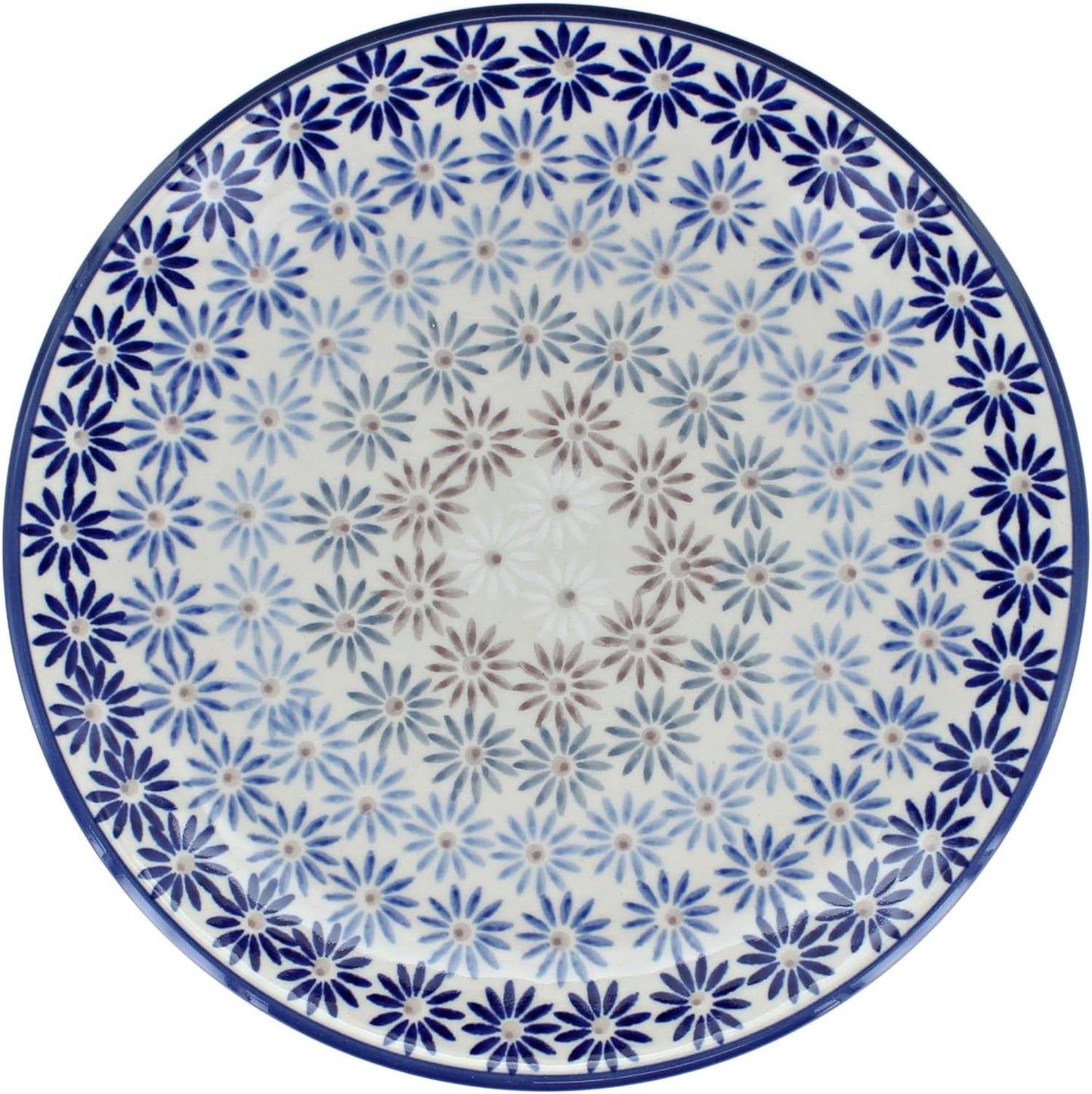Blue Rose Polish Pottery - Blue Harmony Dessert Plate - 7" Diameter - Beautiful Plate for Cake, Appetizers, or Snacks