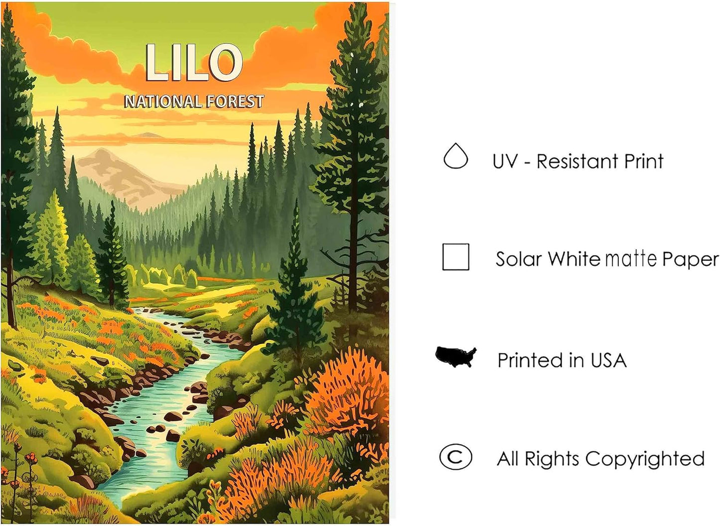 Lolo National Forest Poster Art Print Retro Mountain Wall Art Poster Vintage Decor Nature Recreation Wilderness Wildlife Decoration, Outdoor Adventure Scenic Beauty Artwork. (Lolo National Forest,