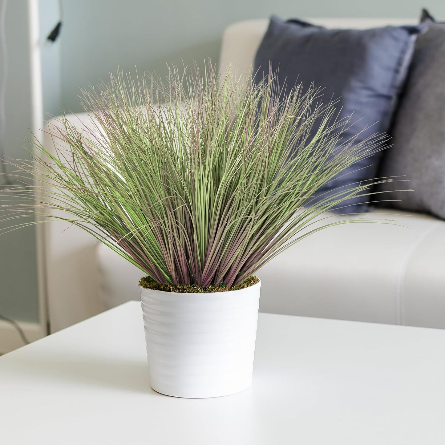 Fake Grass Artificial Grass Greenery Stems Fall Flowers Artificial Shrubs Wheat Grass Greenery Home Decor Artificial Plants Ornamental Grass Outdoor Fake Grass Leaves(24pcs) Purple-Green