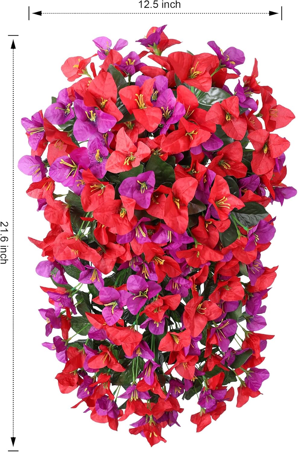 HyeFlora Bougainvillea Artificial Hanging Flowers Plants for Outdoors Decoration, 2pcs Fake Flowers Bougainvillea Vines Realistic UV Resistant Silk Flower for Outside Planter Porch Patio Yard Urn, Mix