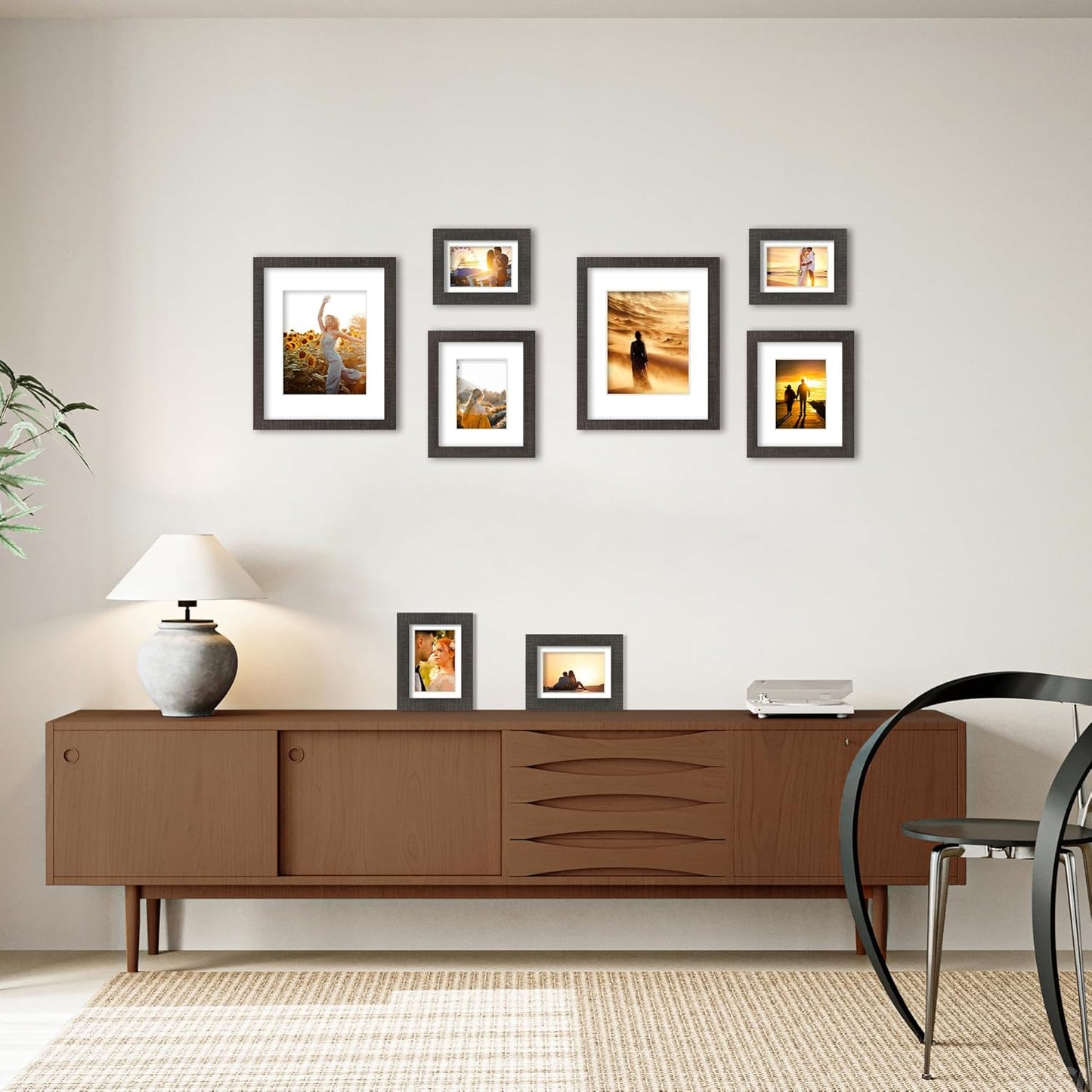 iRahmen 5x7 Picture Frame Set of 2 with HD Glass, Display Picture 4x6 with Mat or 5x7 Without Mat, Rustic Wood Photo Frames for Wall Mount or Tabletop Display