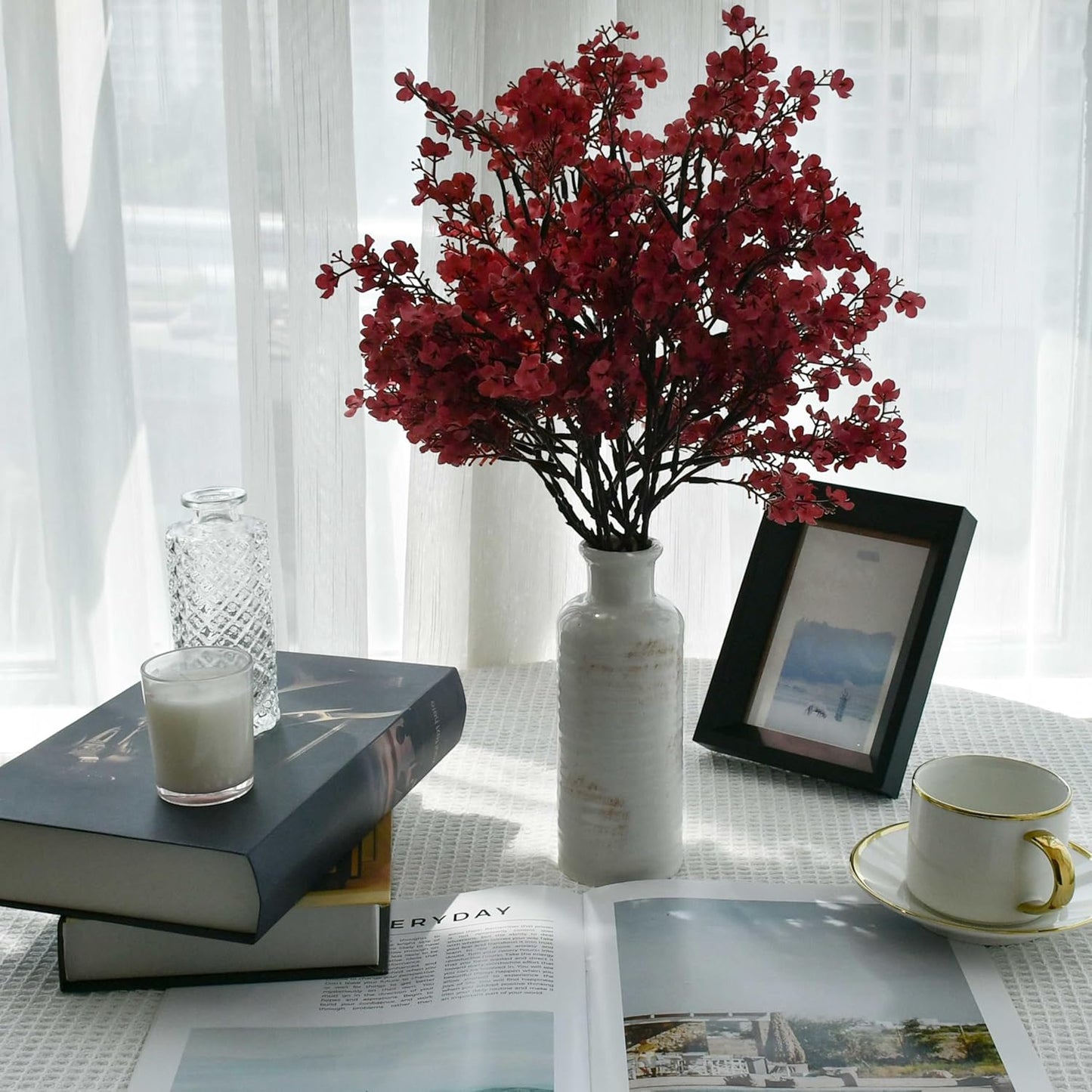 Mandy's Mauve Artificial Baby’s Breath Flowers 6 Bundles Silk Gypsophila with Bendable Stems for Fall Centerpiece Wedding Decor and Table Arrangements