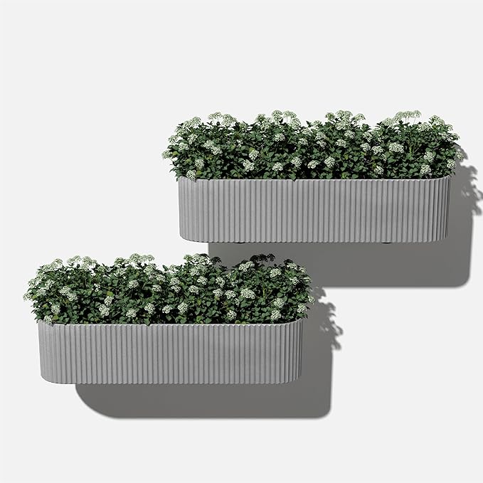 Veradek Demi Series Railing Planter - Hanging Planter Box for Windowsill/Balcony | Plastic-Stone Composite w/Railing Bracket | Modern Décor for Flowers