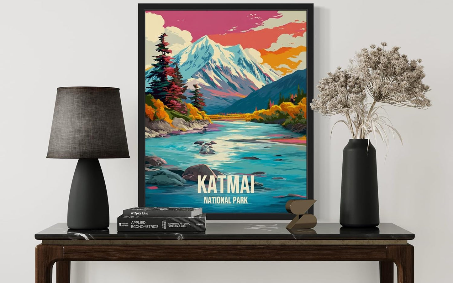 Katmai National Park Art Print Poster, Vintage Retro Pop Art Travel Wall Art Bedroom Bathroom Living Room Decor 185 (Katmai, 24 x 36 inches, Unframed)