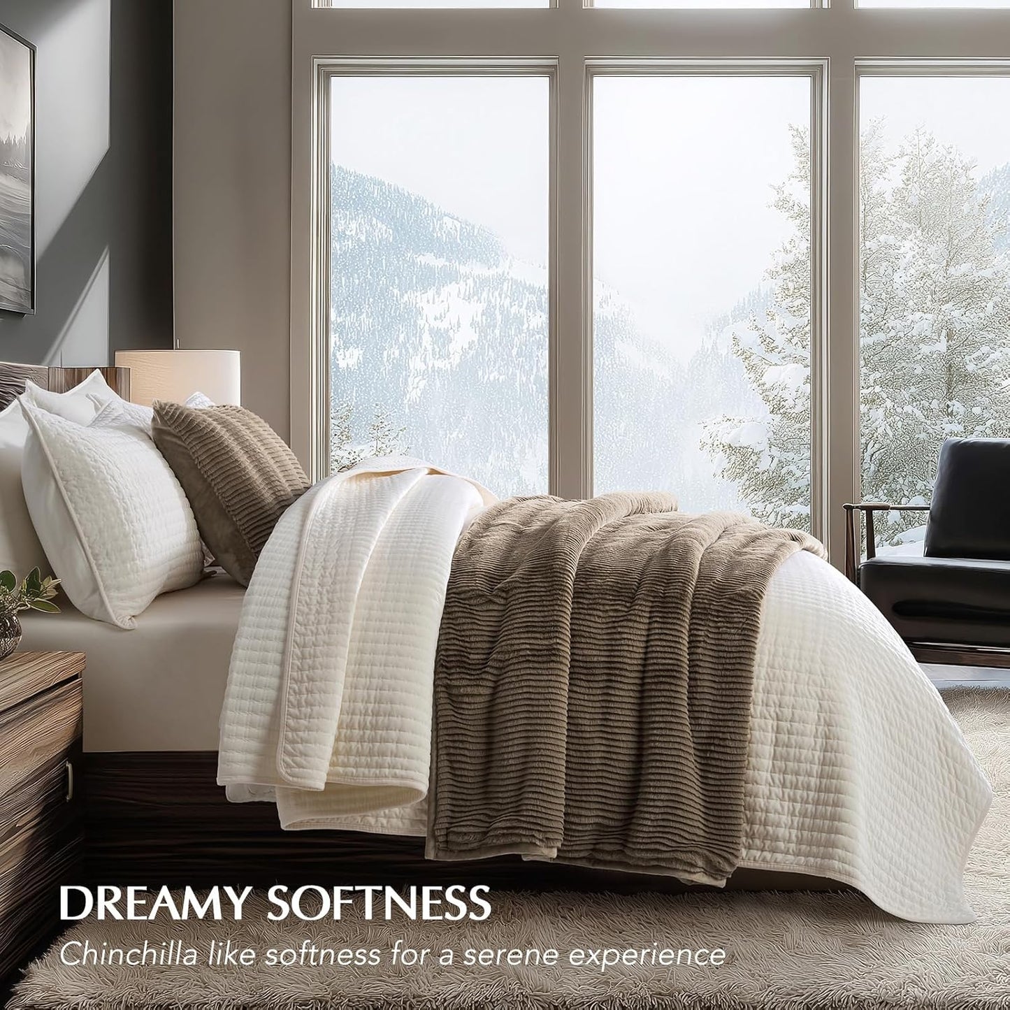 EVERGRACEHOME Ultra Soft Faux Fur Throw Blanket for Couch, Luxury Sculpted Texture Faux Rabbit Fur Blanket for Bed, Fluffy Thick Plush Warm Fuzzy Throw, 920GSM (Natural Tan, 50''x60'')