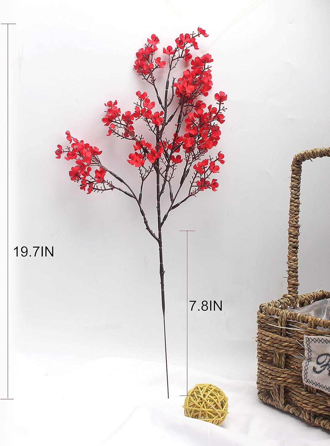 JAKY-Global Babys Breath Fabric Cloth Artificial Flowers 12 Bundle European Fake Silk Plants Decor Wedding Party Decoration Bouquets Real Touch DIY Home Garden (Red 12pcs)