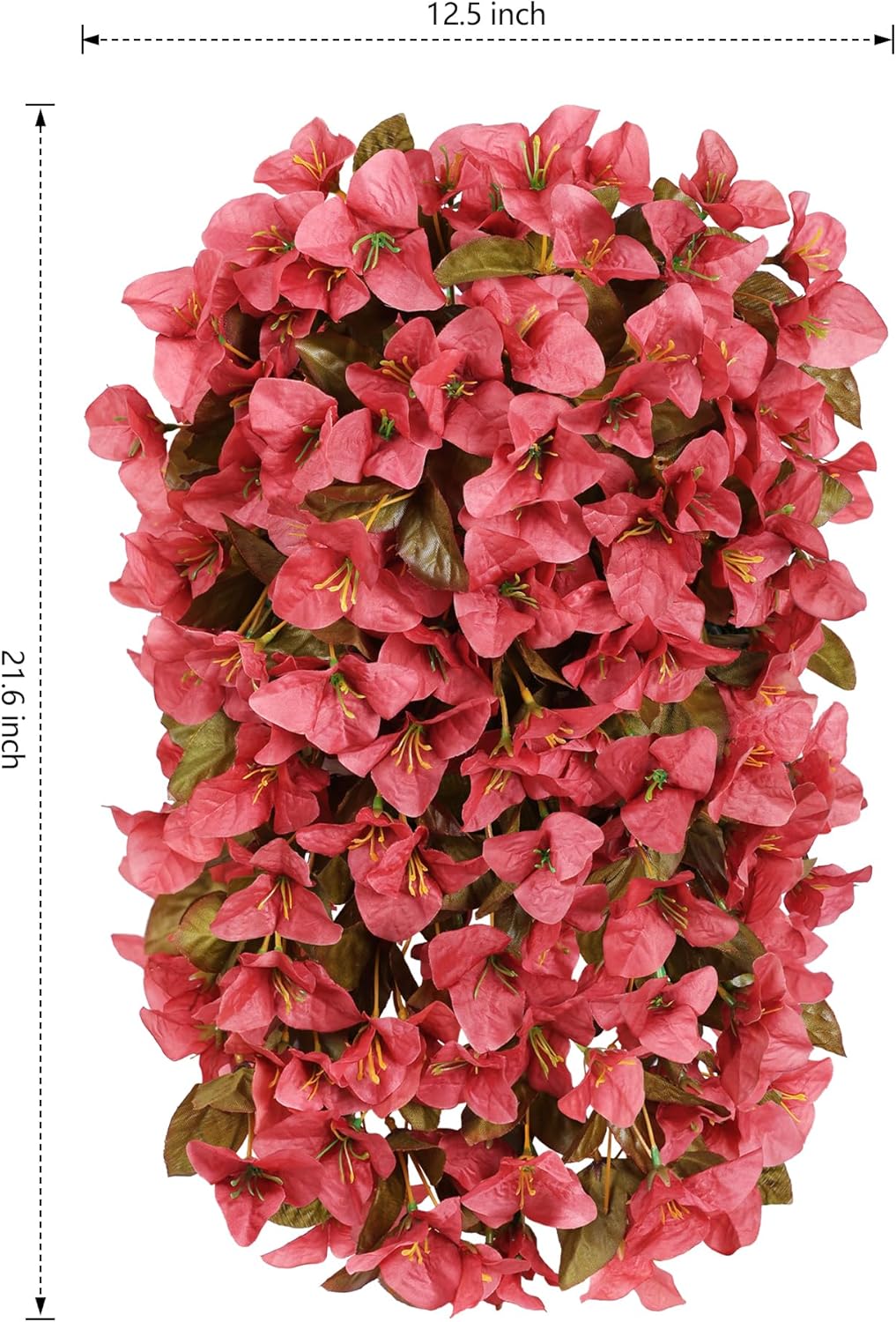 HyeFlora Bougainvillea Artificial Hanging Flowers Plants for Outdoors Winter Decoration, 2pcs Faux Bougainvillea Vines Red Fake Flowers Realistic UV Resistant Silk Flowers for Outside Planter Yard Urn