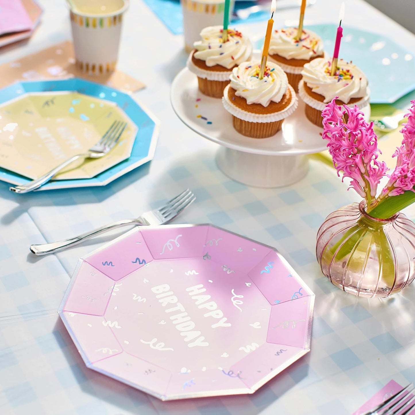 Coterie Happy Birthday Large Plates - 9.25” Disposable Party Plates (10-Pack) | Premium Paper Plates for Cake, Snacks & Meals | Fun & Festive Birthday Party Supplies for Kids & Adults