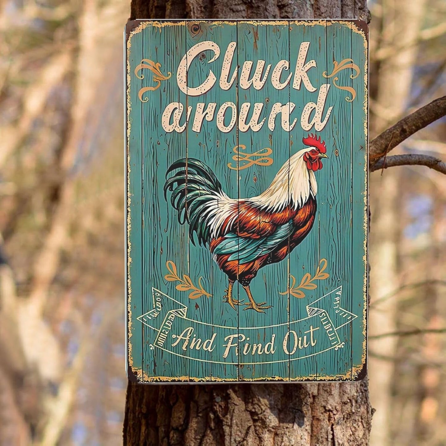 Funny Chicken Cluck Around And Find Out Funny Chicken Sign Farm Chicken Coop For Kicthen Garden Decor Vintage Metal Tin Sign Wall Plaque For Yard Outdoor Decor 12x8 Inch