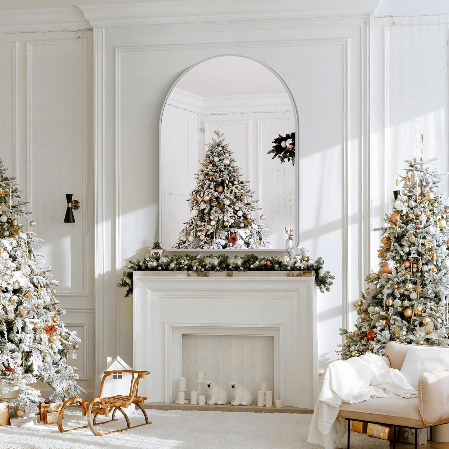 FORBATH Large Arched Wall Mirror 48x36 Inch, Silver Arch Bathroom Mirror with Aluminum Frame, Arched Mirror for Dresser, Fireplace,Entryway,Home Decor,Hanging or Leaning Against Wall