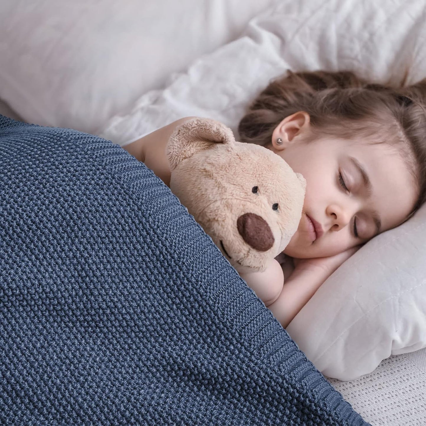 CozeCube Blue Throw Blanket for Couch, Soft Cozy Cable Knit Throw for Bed Sofa Living Room, Lightweight Warm Decorative Farmhouse Christmas Blanket, 60"x80", Dusty Blue