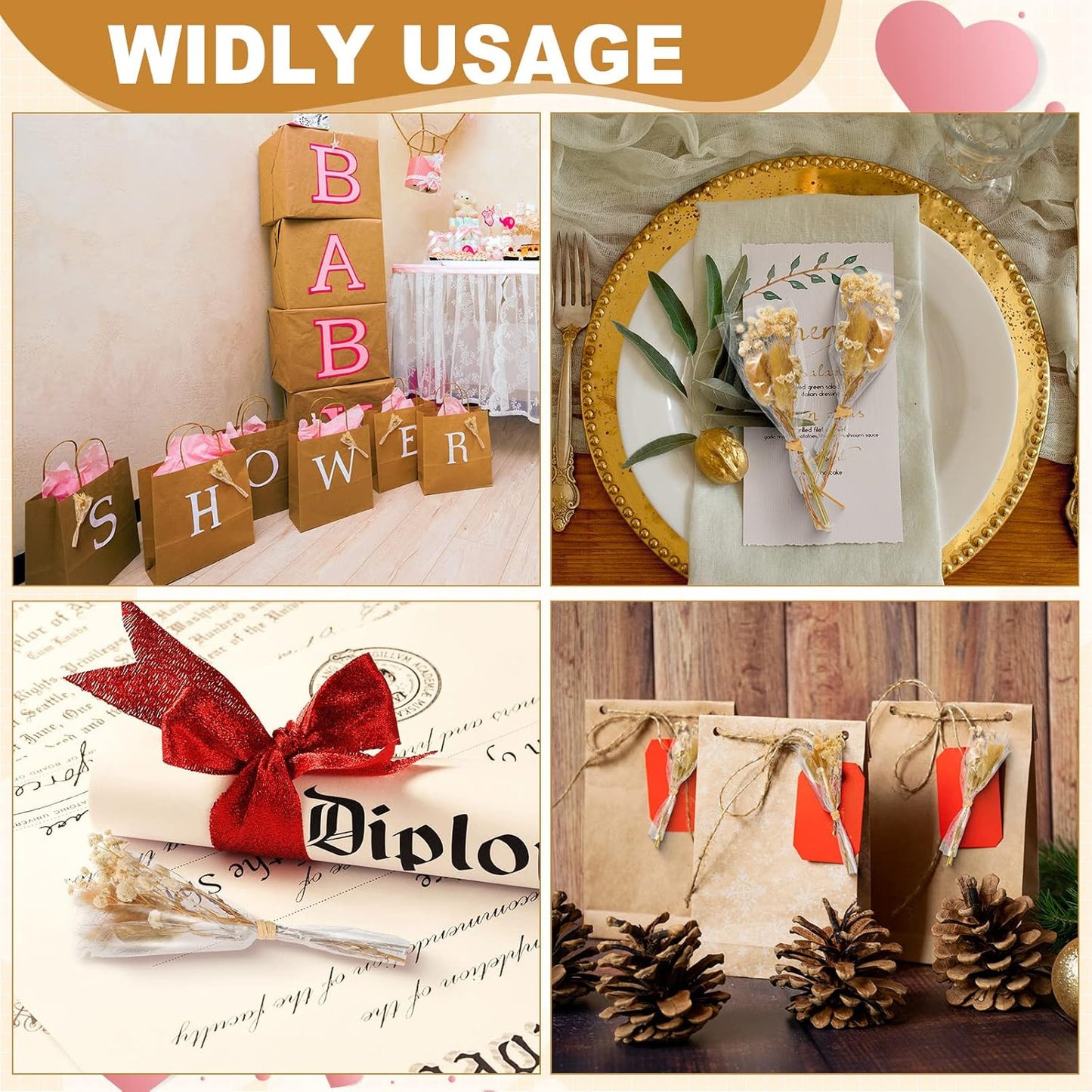 Mini Dried Baby's Breath Flowers Gypsophila Bouquets Natural Branches Dog Tail Bunny Rabbit Tail Dried Bulk Flowers Plants for Vase Home Decoration Photo Props Parties Weddings DIY Craft (20)