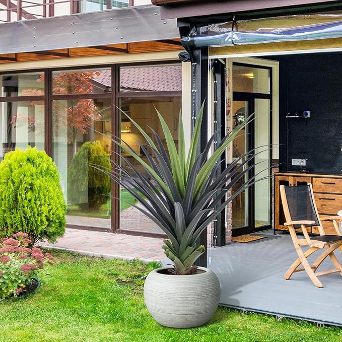 4ft Artificial Spiked Agave Plant, 48" Faux Agave Plants Indoor Small Floor Plant Perfect for Front Porch, Patio, Indoor Outdoor Home, Office Decor 1pcs