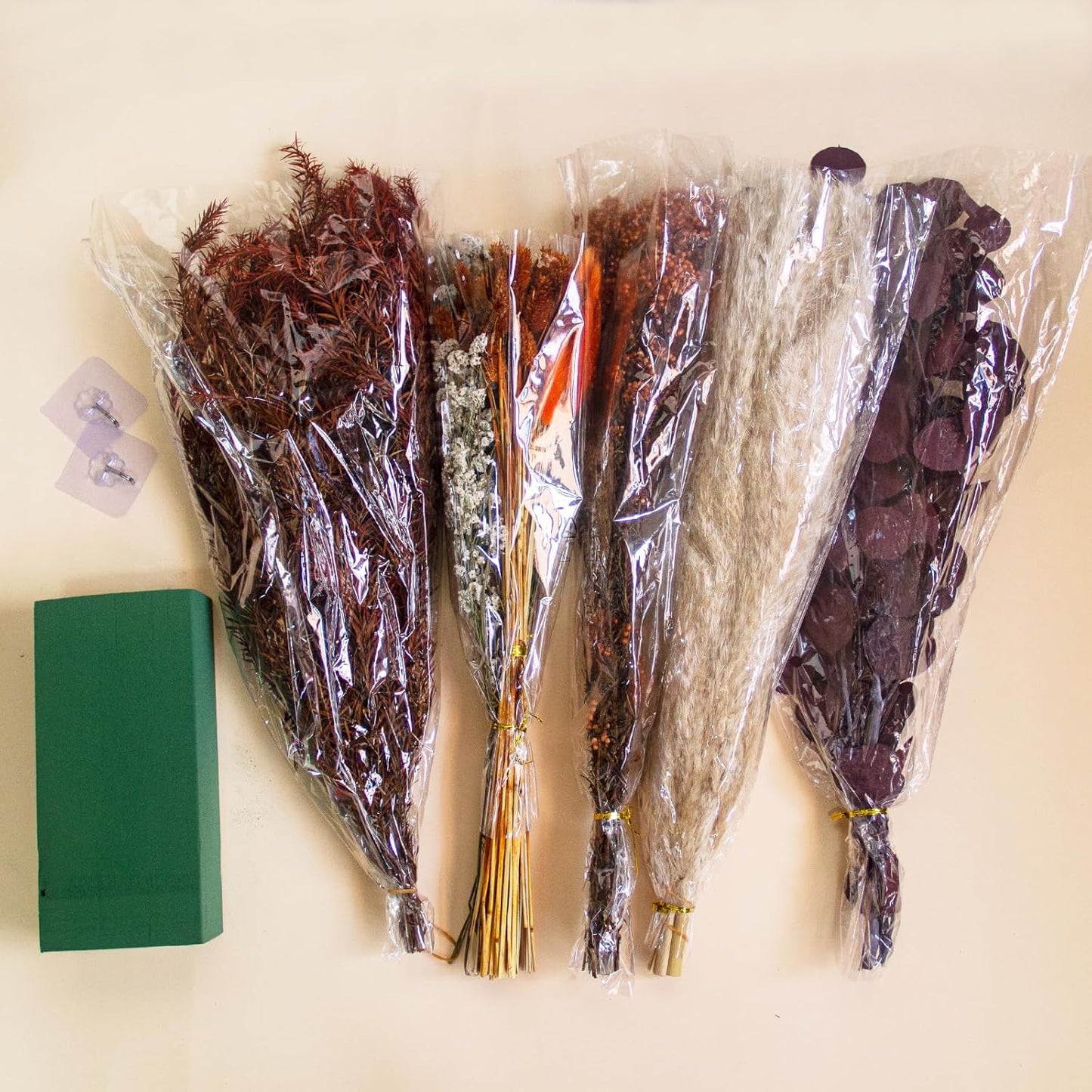 Fall Pampas Grass Wall Decor, Boho Floral Arch Swag with Orange Accents and Purple Eucalyptus, Thanksgiving Wedding Backdrop Arrangement