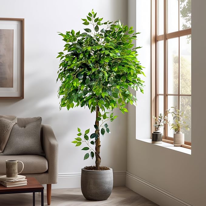 Big Ficus Large Artificial Trees Tall Faux Tree Indoor Outdoor Realistic decoracion Floor Fake plantas for Home Living Room Bedroom Office Porch Outside Patio arboles artificiales para Decor