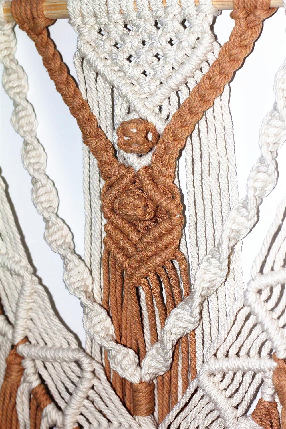 BMIDRUT Macrame Woven Wall Hanging Tapestry Boho Wall Art Handmade Macrame Tapestry for Wedding Bedroom Living Room Background Wall 17x30 Inch