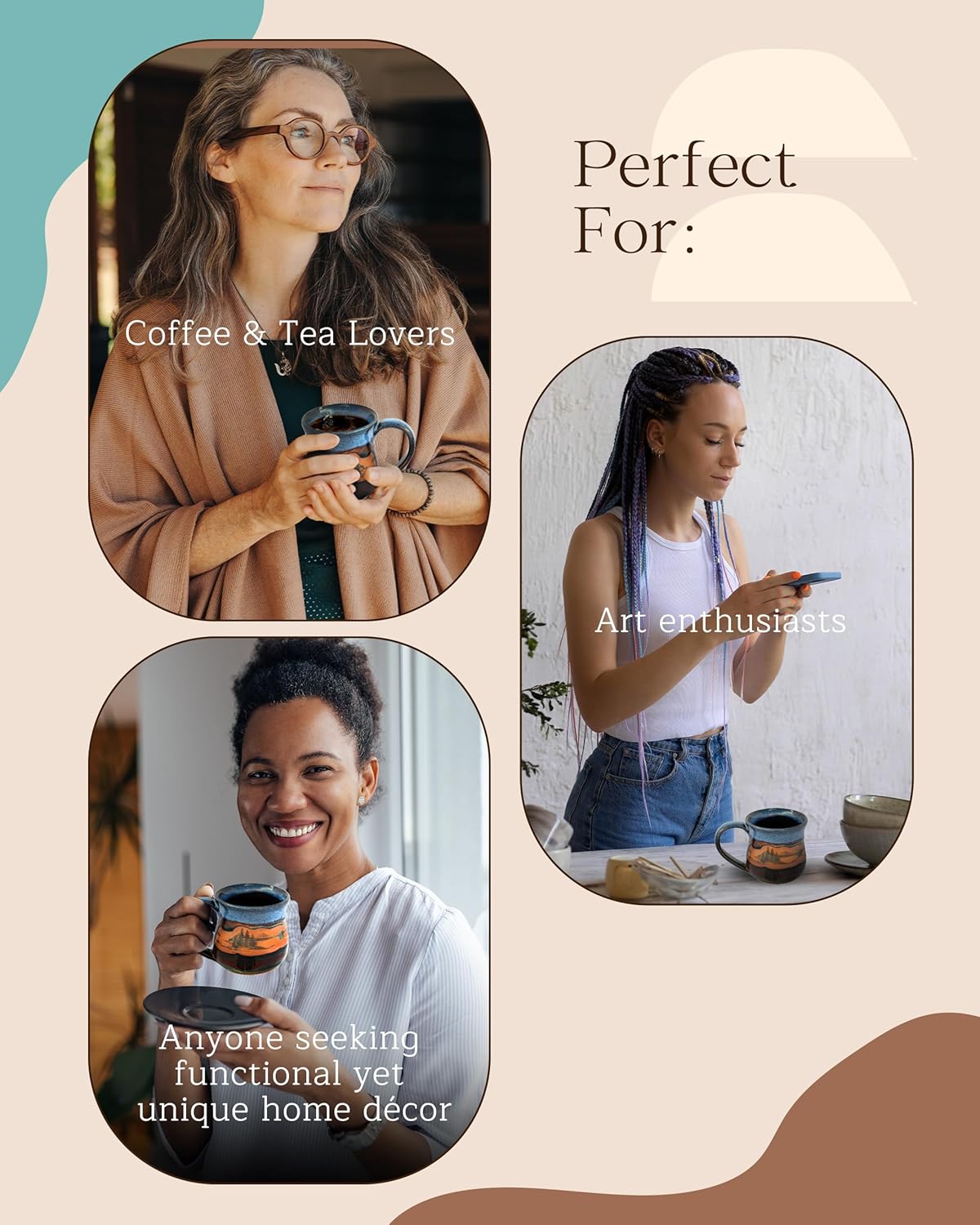 Handmade Ceramic Coffee Mug - Always Azul Mountain Scene 14oz Coffee Mug - Oven, Dishwasher, & Microwave Safe - Kitchen Essentials Made in Colorado, Mountainscape